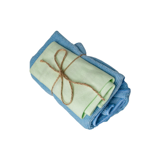 Nurturals Glass Cleaning Cloth Set with premium microfiber